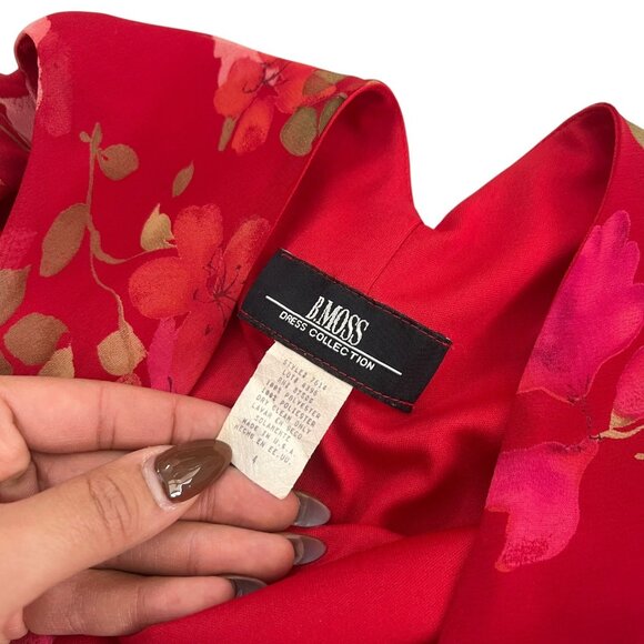 Vintage B.Moss Floral Shift Dress Red Size 4 Fairy 90s Y2K Romantic Feminine - Picture 7 of 9